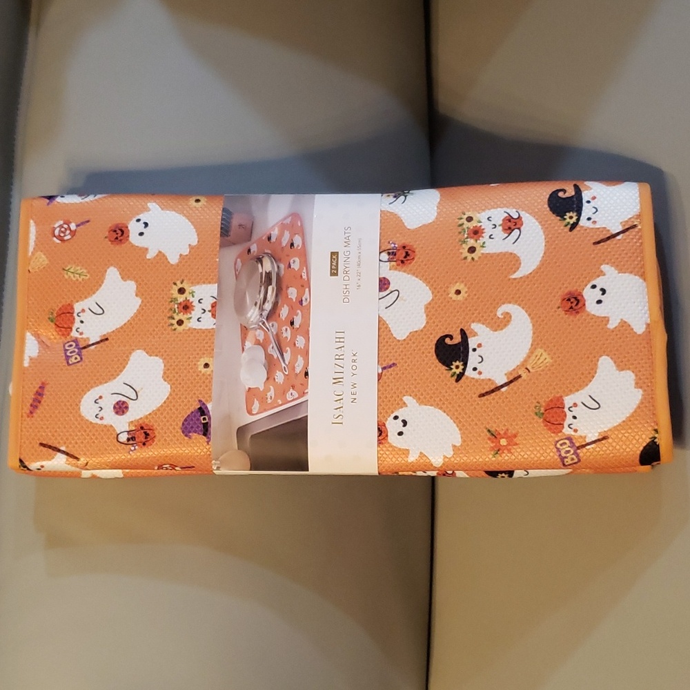 Isaac Mizrahi Halloween themed 2 pk dish drying mats NWT
